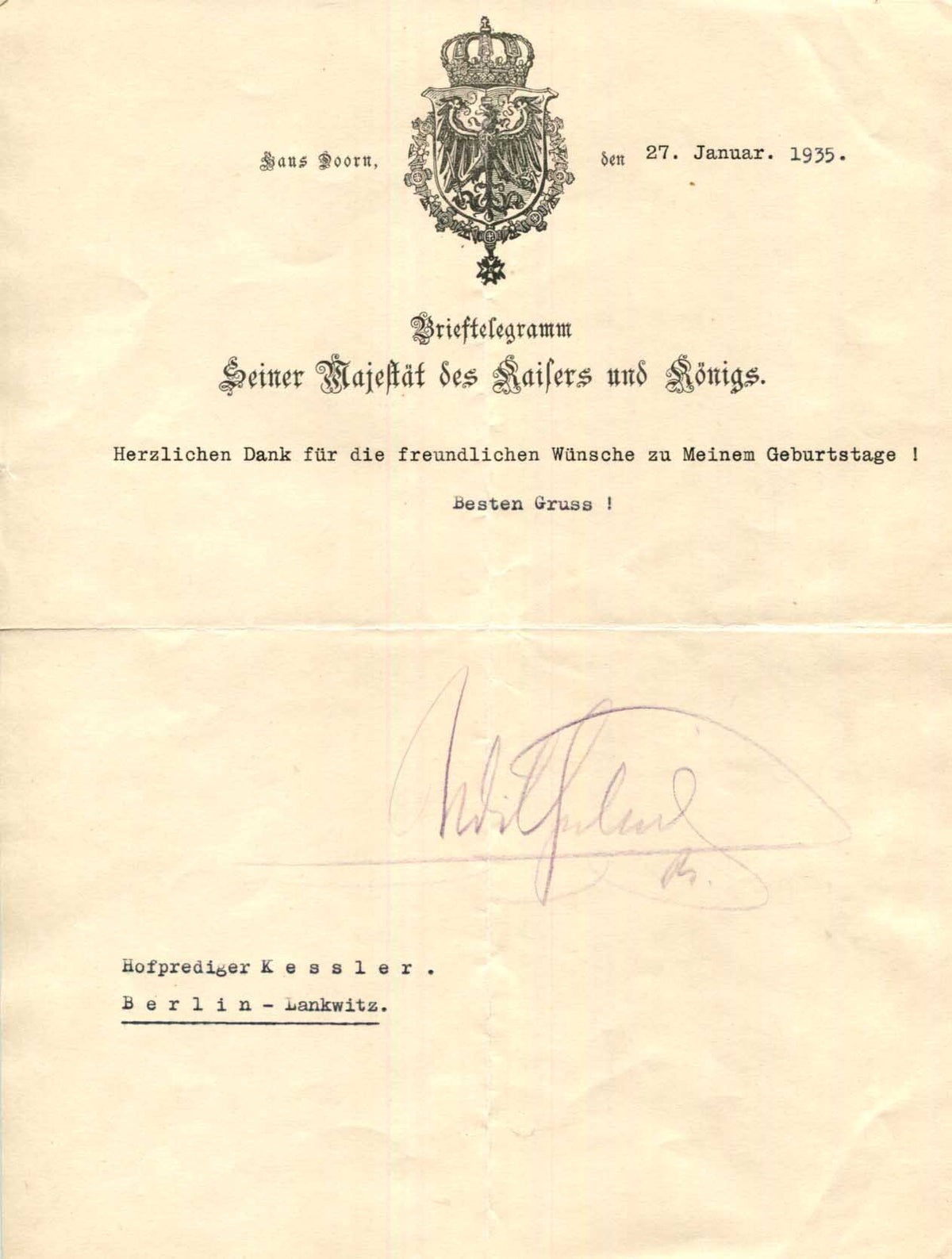 King WILHELM II of Prussia Autograph Autogramm | ID 16047793832317