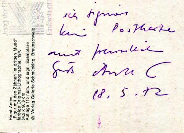 Horst Antes Autograph