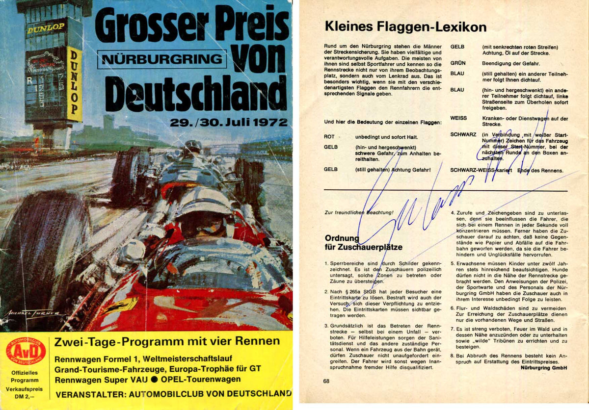 Nürburgring FORMULA ONE GP 1972 Autographs