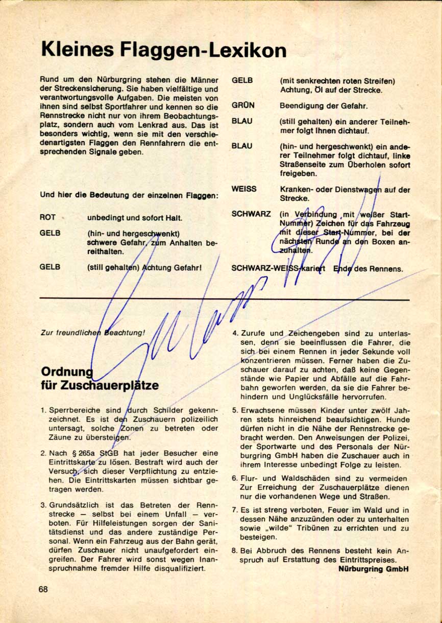 Nürburgring FORMULA ONE GP 1972 Autographs
