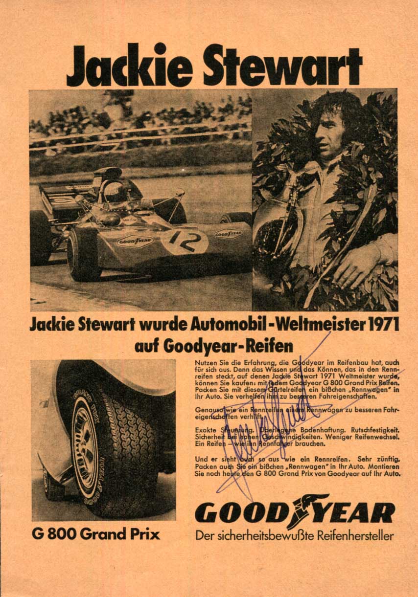 Nürburgring FORMULA ONE GP 1972 Autographs