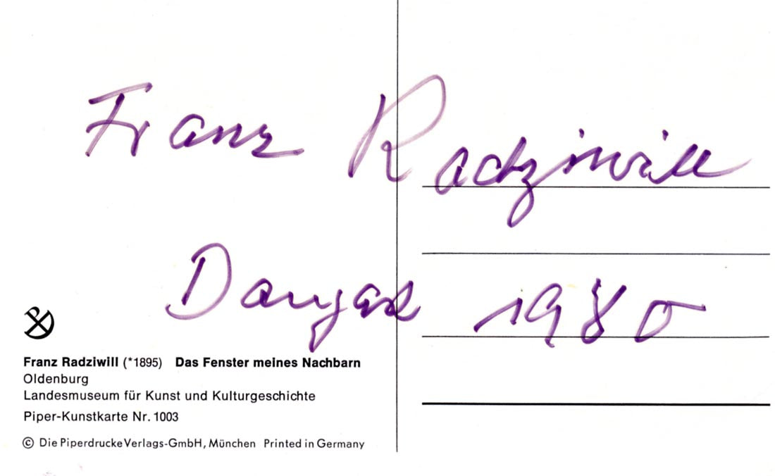Franz Radziwill Autograph
