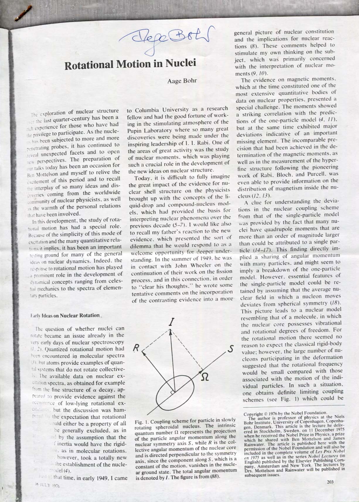 Aage Bohr Autograph | signed programmes / books