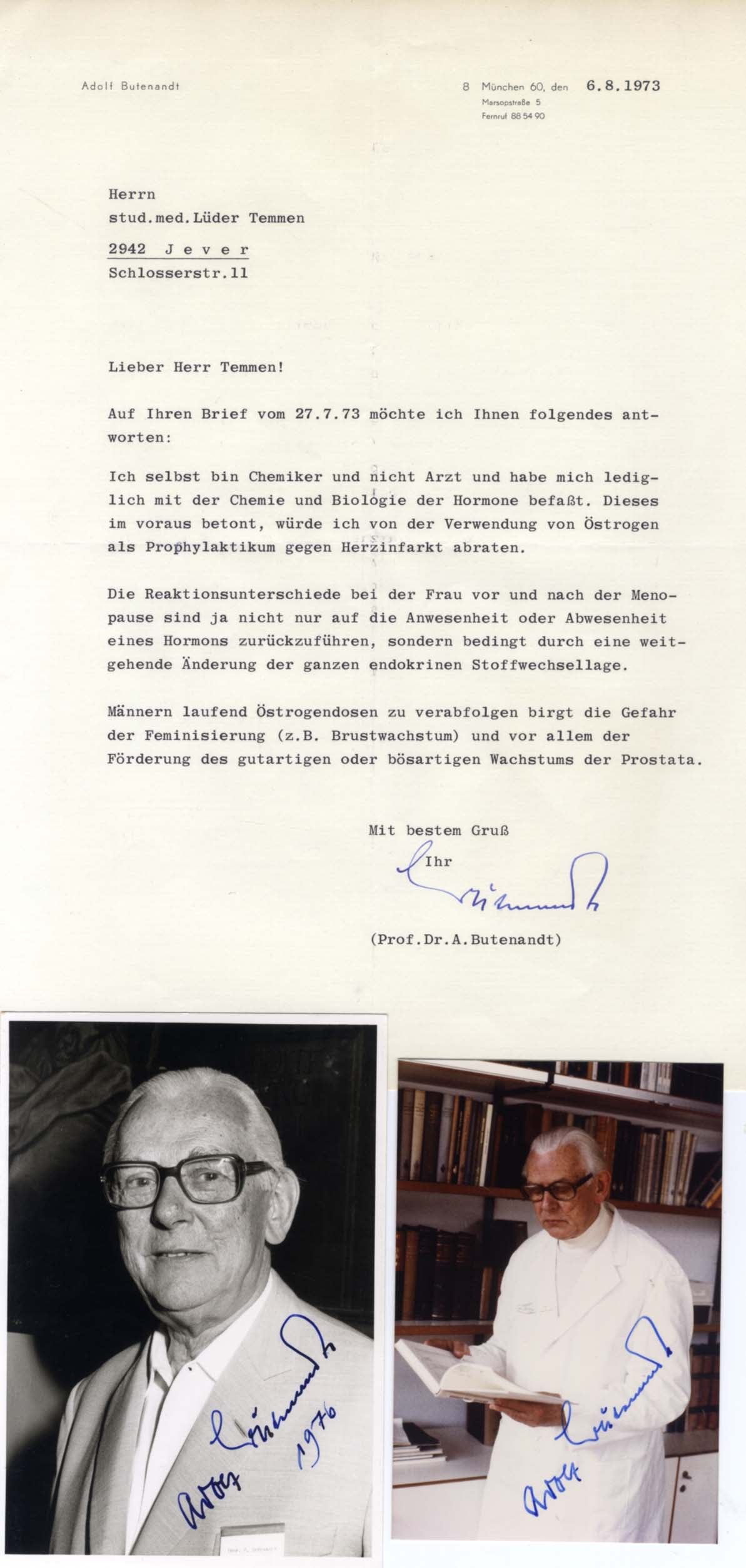 Adolf Butenandt Autograph Autogramm | ID 8055850598549