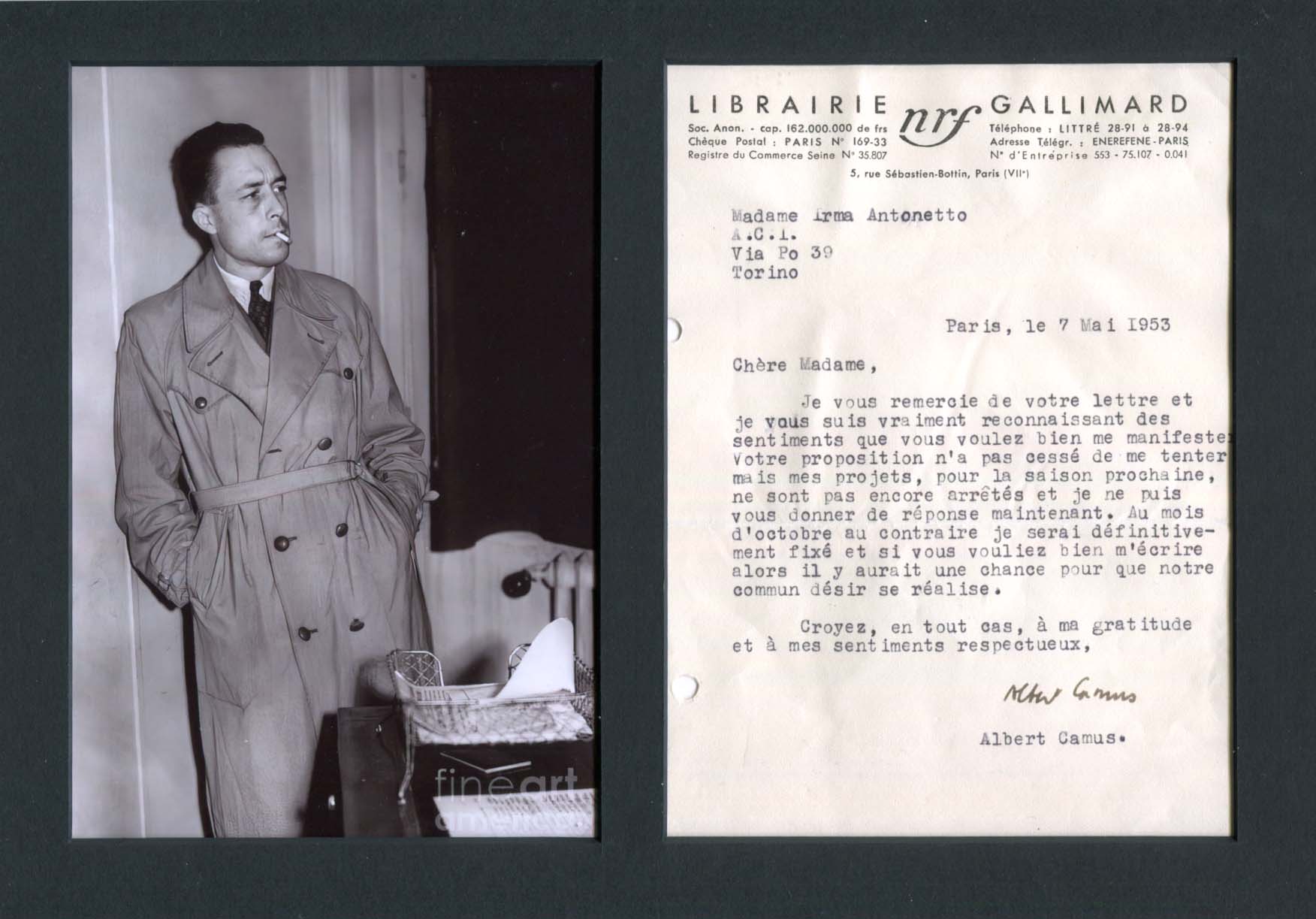 Albert Camus Autograph Autogramm | ID 8021601812629
