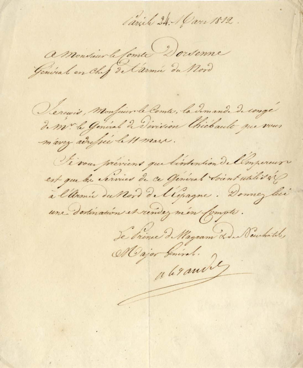 Louis-Alexandre Berthier Autogramm, Brief signiert & montiert