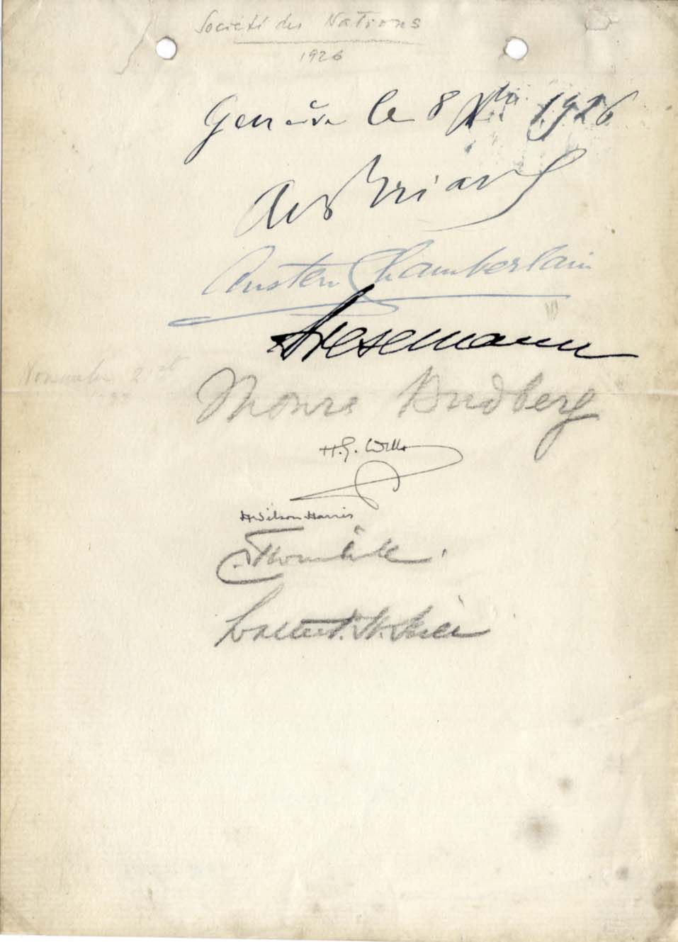 Austen &amp; Aristide &amp; Gustav &amp; Others Chamberlain &amp; Briand &amp; Stresemann &amp; Others Autograph Autogramm | ID 8126271815829