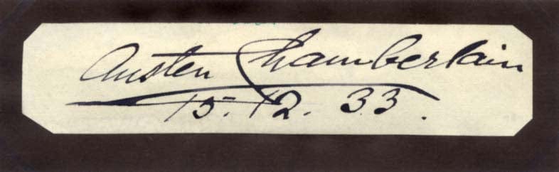 Austen Chamberlain Autograph Autogramm | ID 14954863985021