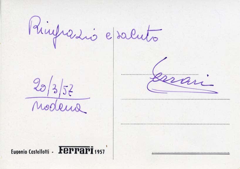 Enzo Ferrari Autograph Autogramm | ID 14602199269757