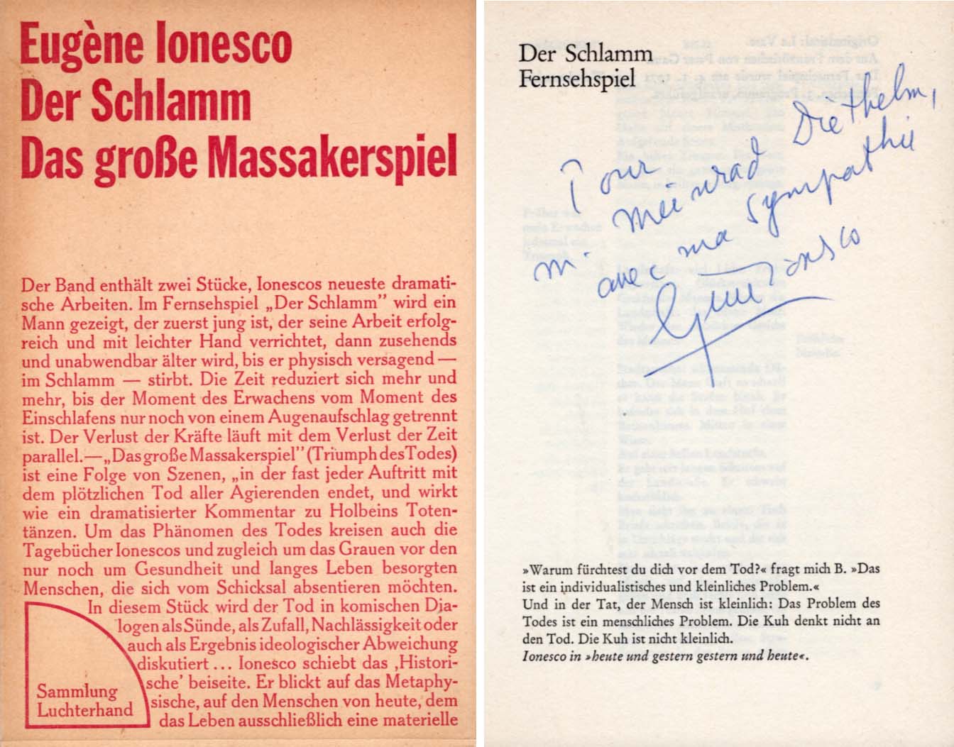 Eugène Ionesco Autograph Autogramm | ID 7983478538389