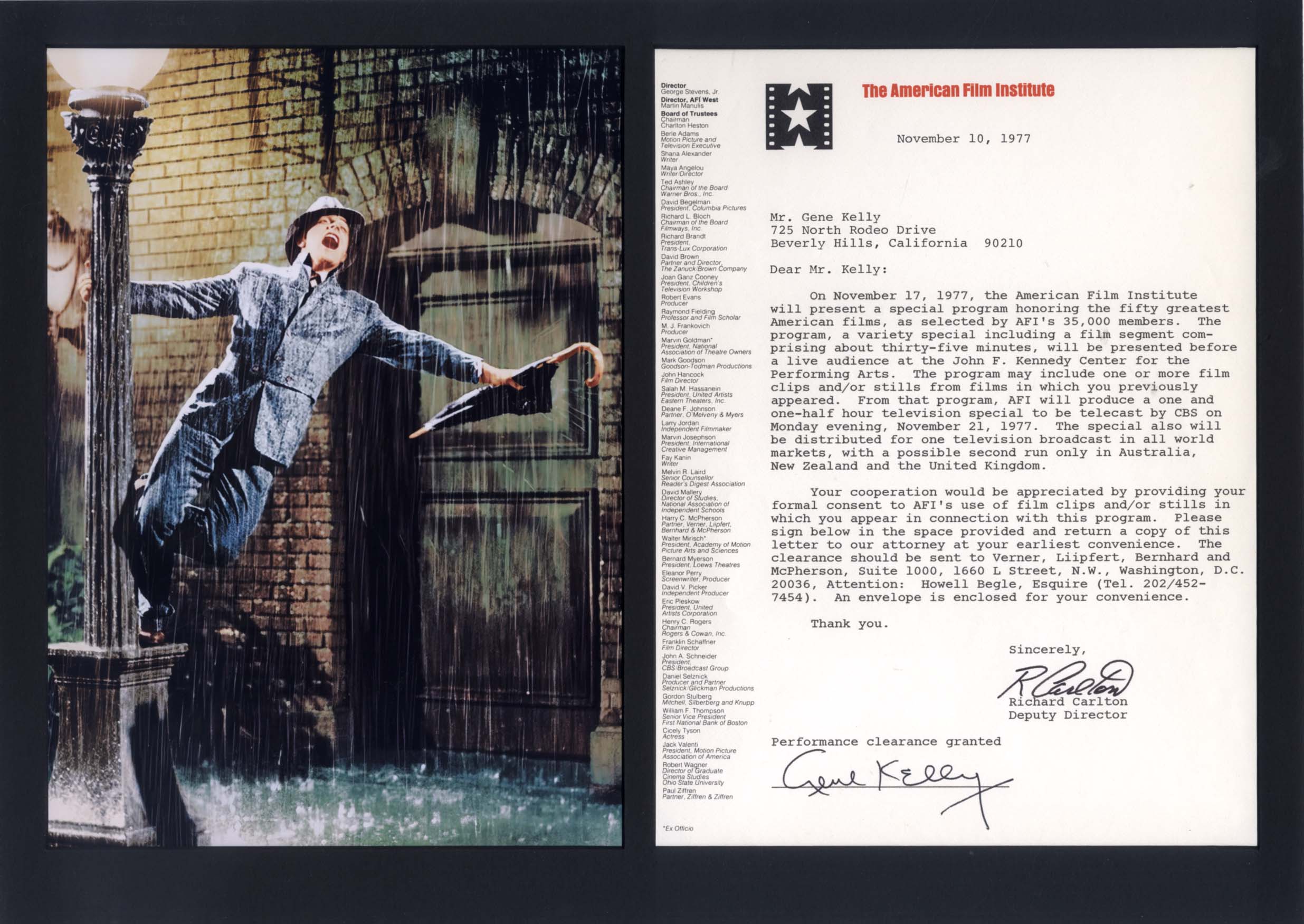 Gene Kelly & Donald O'Connor autographs, two signed documents