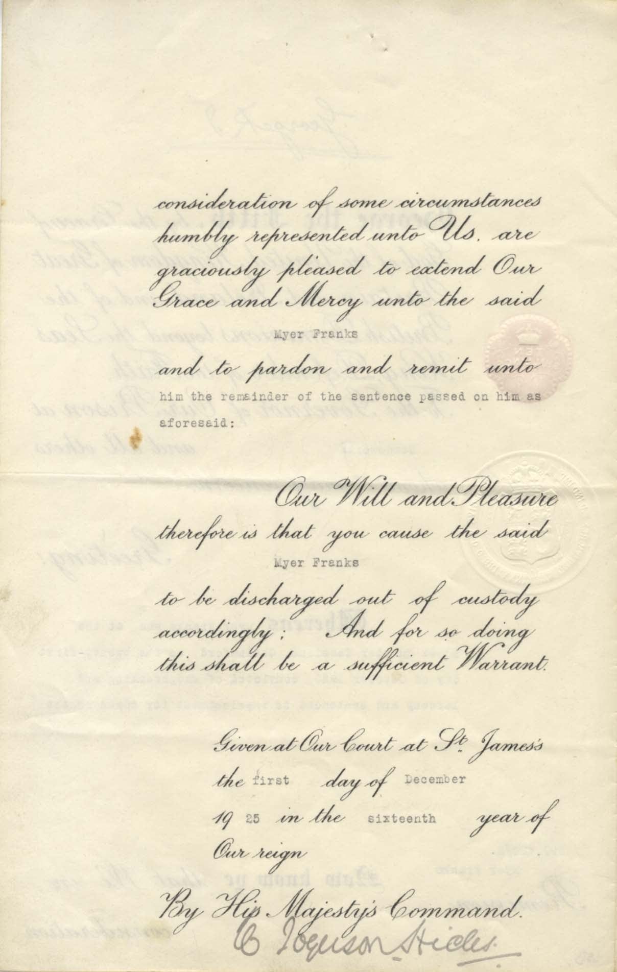 King George V. Autograph