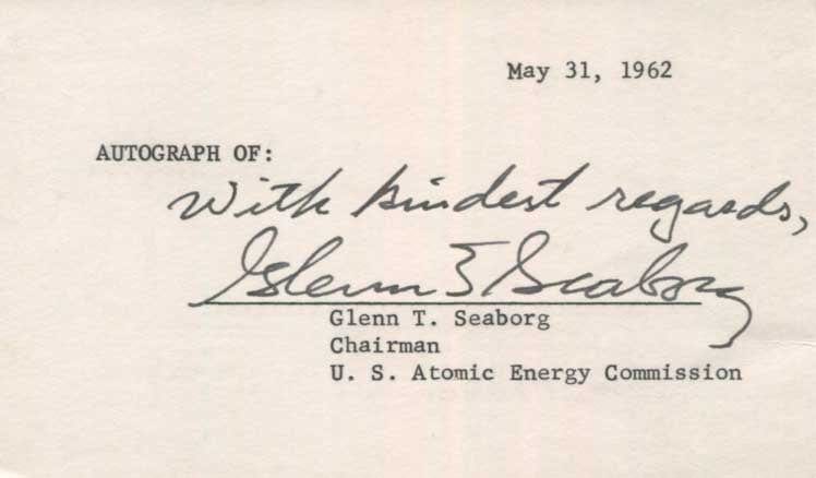 Glenn Theodore Seaborg Autograph Autogramm | ID 8610825404565