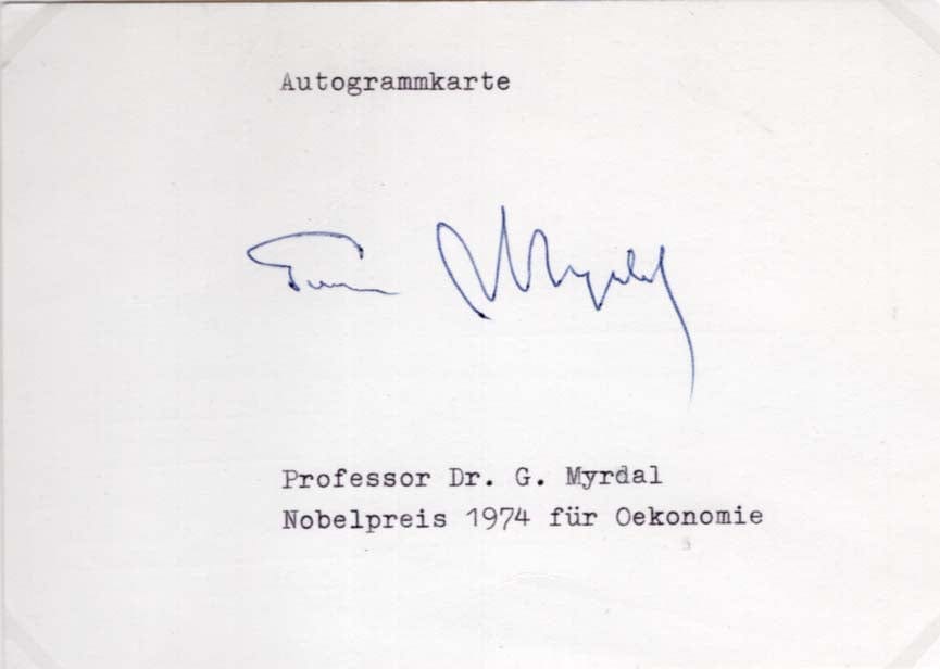 Gunnar  Myrdal Autograph Autogramm | ID 8087635099797