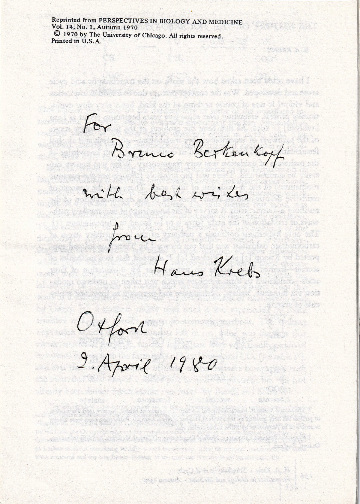 Hans Adolf Krebs Autograph Autogramm | ID 16065816166781