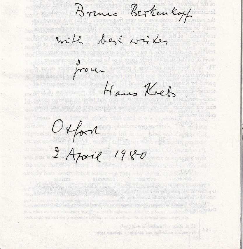Hans Adolf Krebs Autograph Autogramm | ID 16065816166781