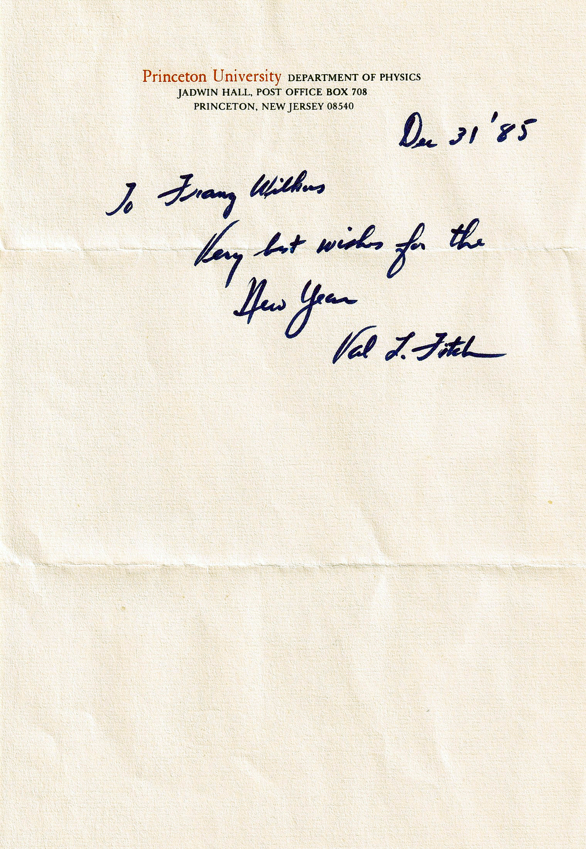 Val Logsdon Fitch Autograph Autogramm | ID 16080271868285