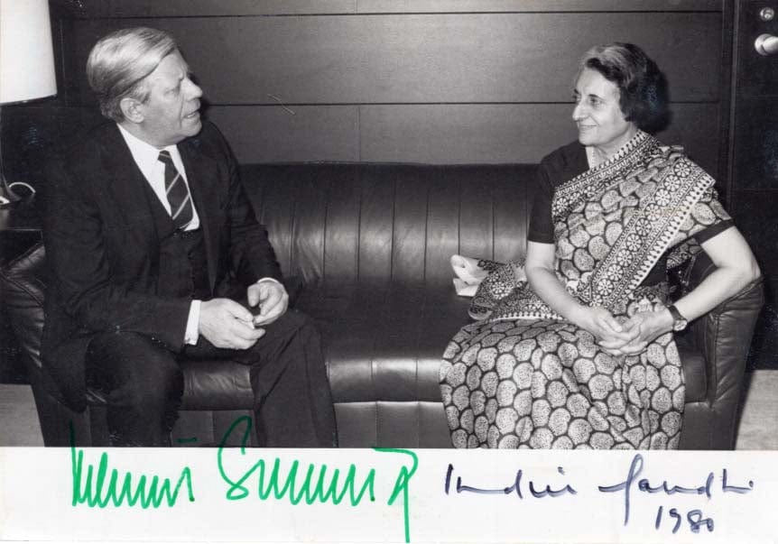 Indira &amp; Helmut Gandhi &amp; Schmidt Autograph Autogramm | ID 8585580150933