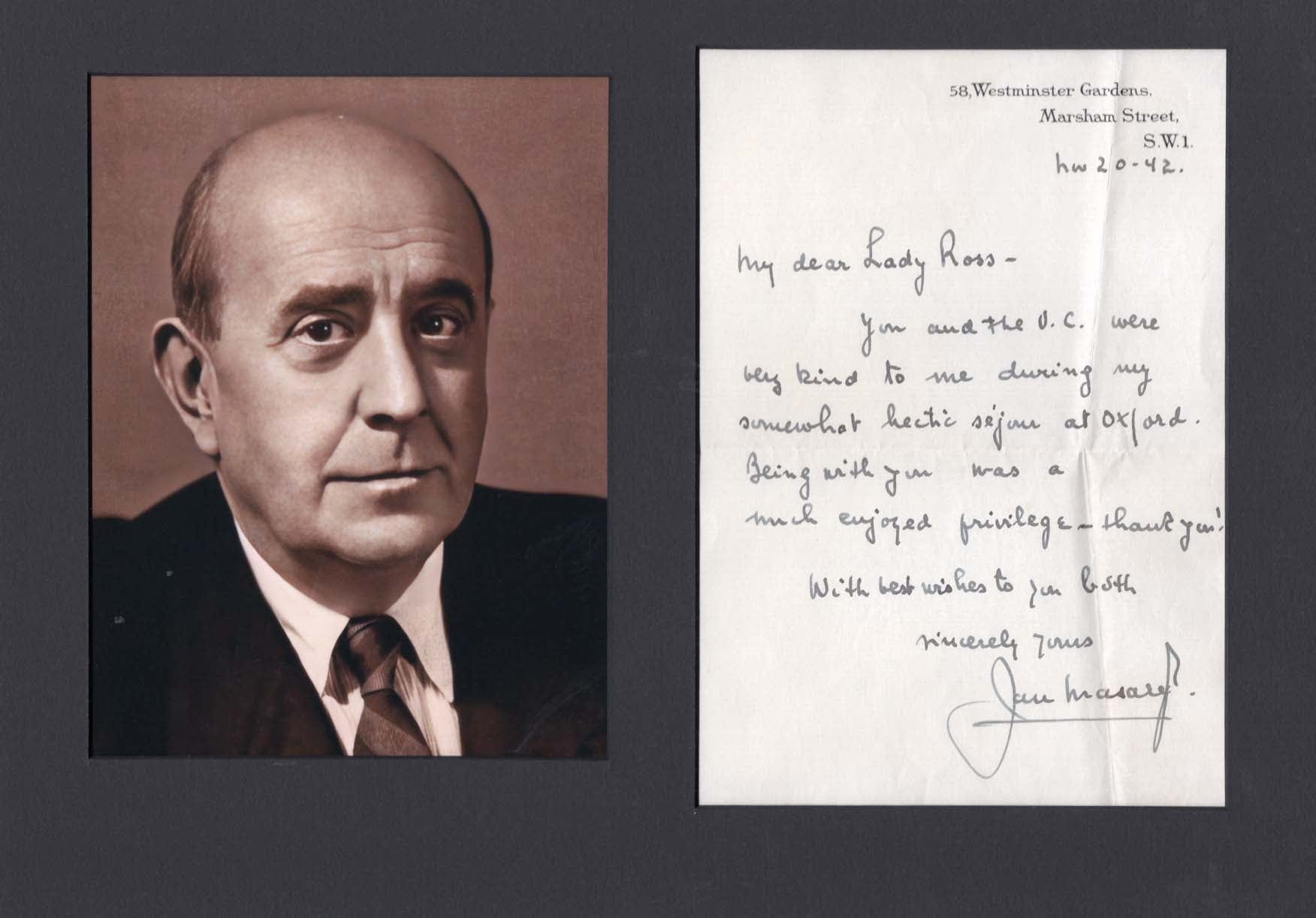 Jan Garrigue Masaryk Autograph Autogramm | ID 8098350956693