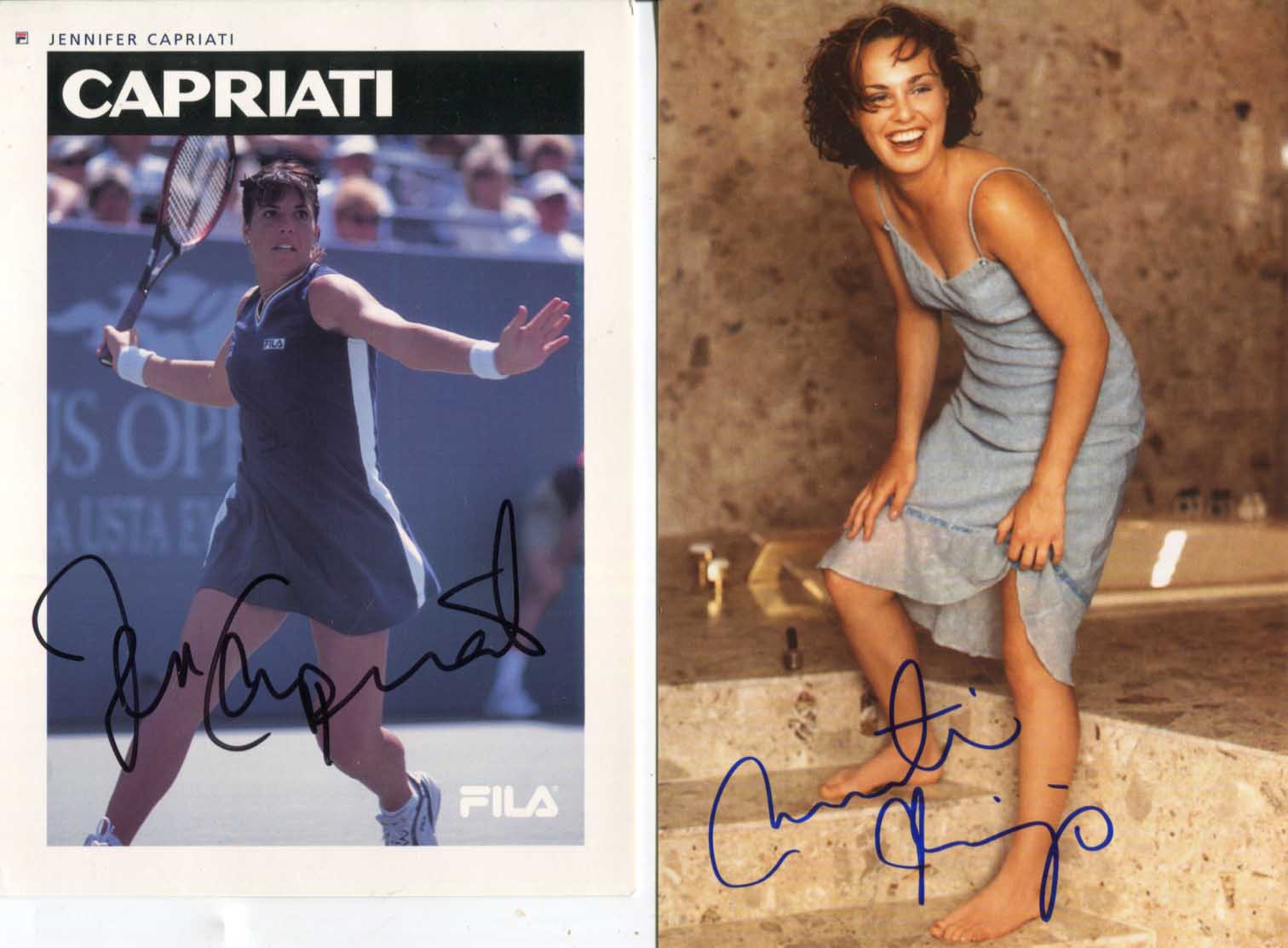 Jennifer &amp; Martina Capriati &amp; Hingis Autograph Autogramm | ID 14857361981821