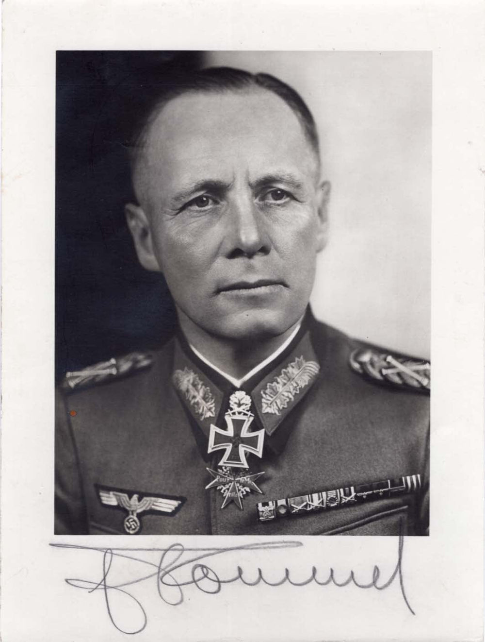 Johannes Erwin Eugen Rommel autograph, signed vintage photograph