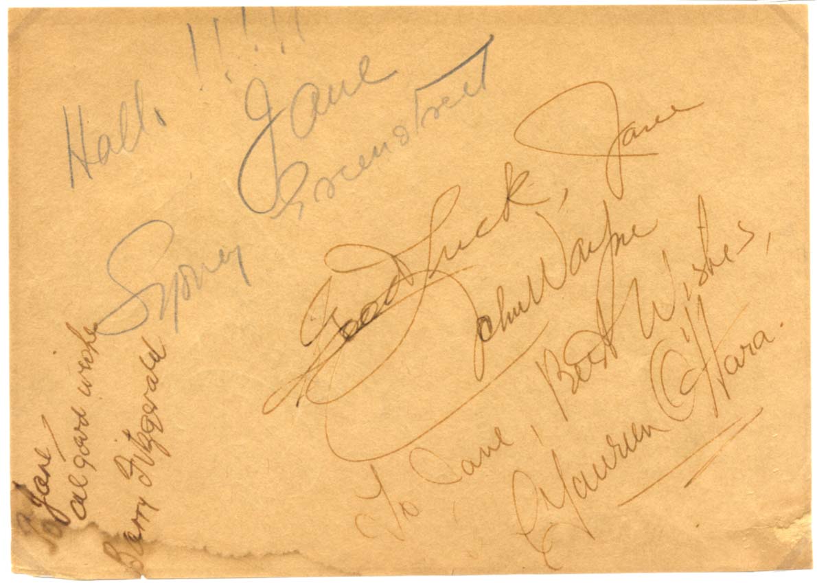 John &amp; Maureen Wayne &amp; O`Hara Autograph Autogramm | ID 8516335894677