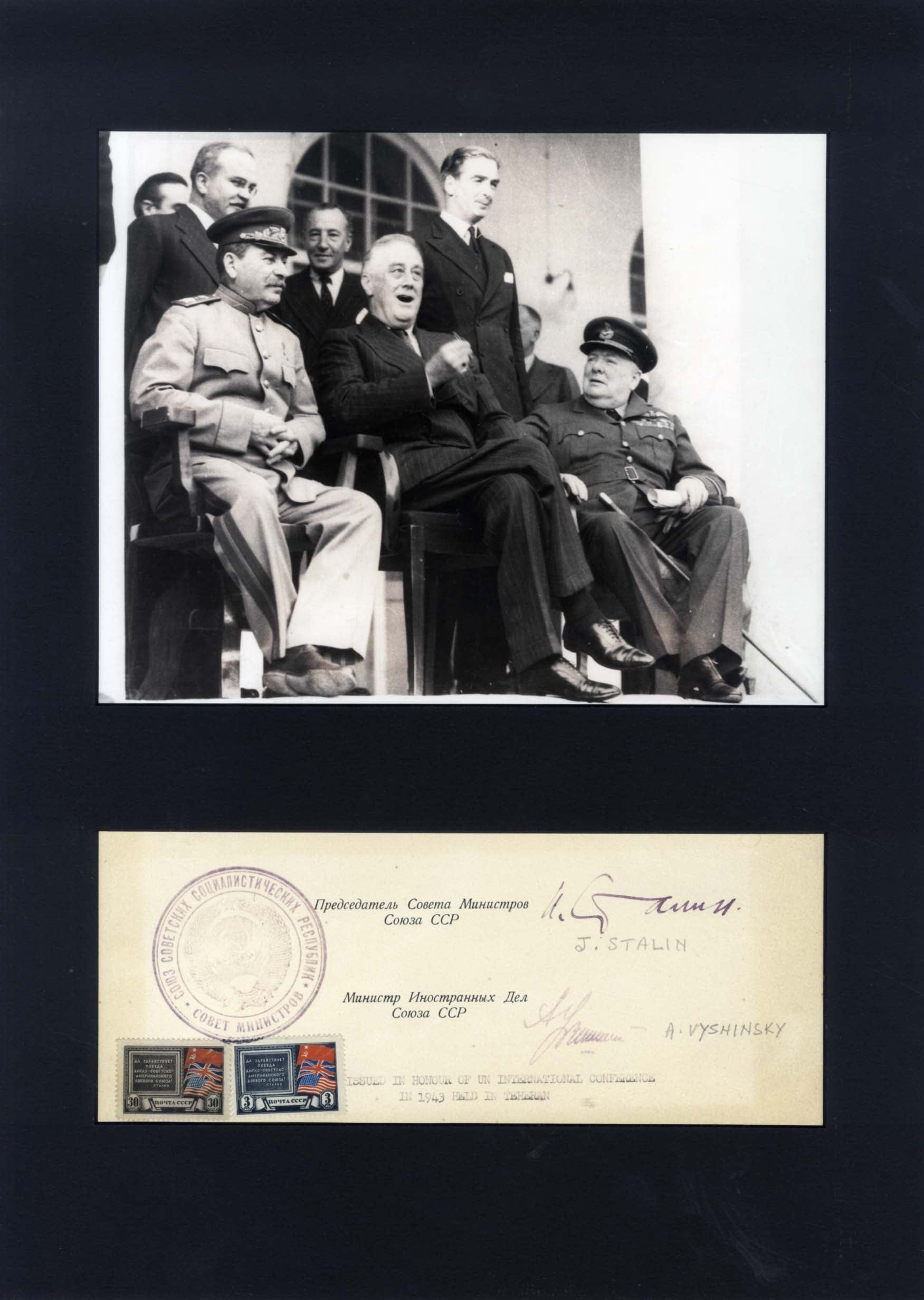 Joseph Stalin autograph, scarce document fragment signed & mounted