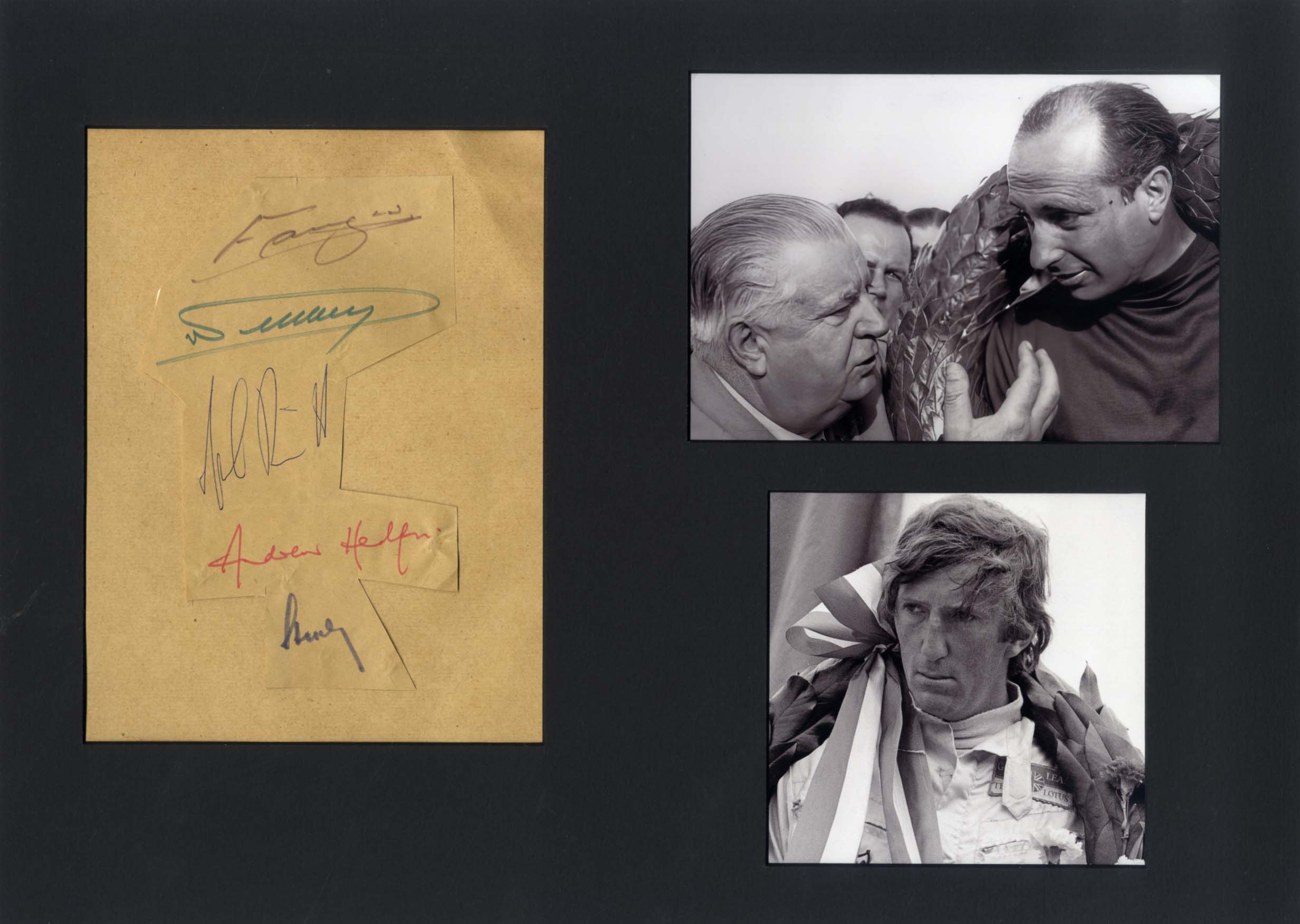 Juan Manuel &amp; Alfred &amp; Jochen &amp; Hans Fangio &amp; Neubauer &amp; Rindt &amp; Stuck Autograph Autogramm | ID 7973659213973