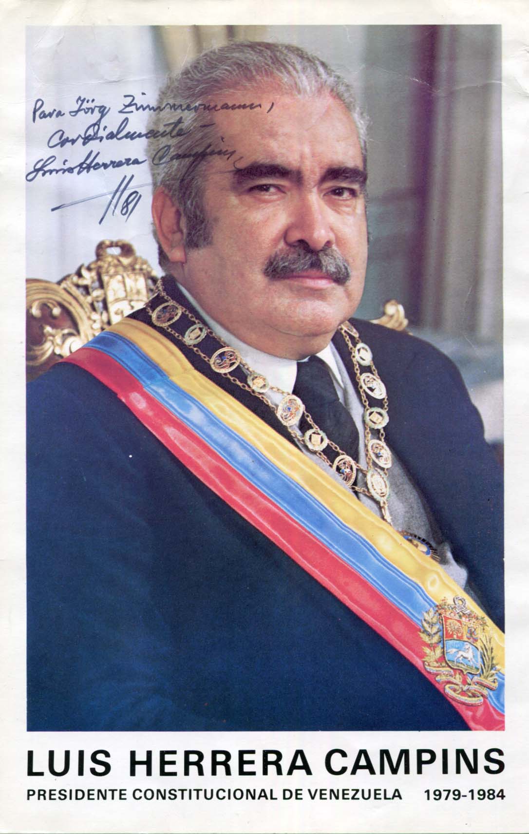 Luis Herrera Campins Autograph Autogramm | ID 8056804180117