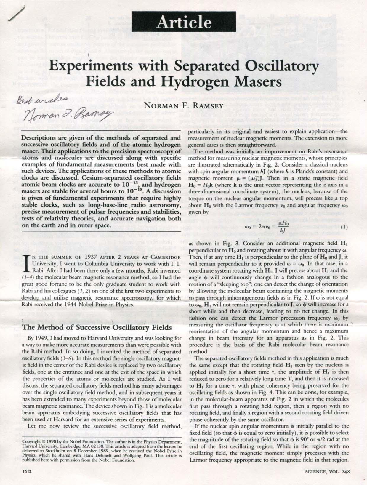 Norman Ramsey Autograph | signed programmes / books