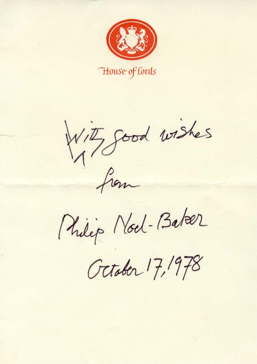 Philip John Noel-Baker Autograph Autogramm | ID 8610653077653