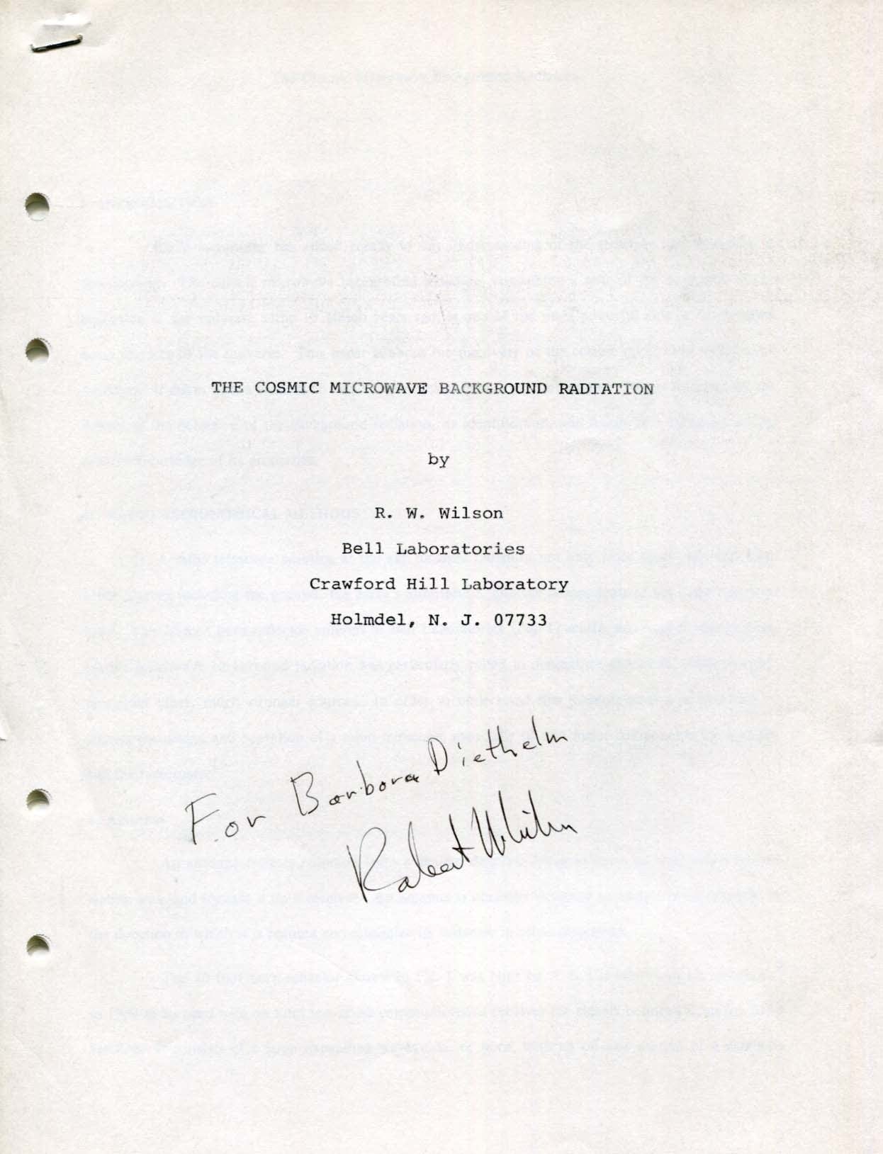 Robert Woodrow  Wilson Autograph Autogramm | ID 8141533937813