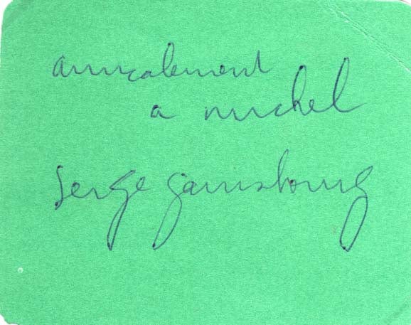 Serge Gainsbourg Autograph Autogramm | ID 8374338093205