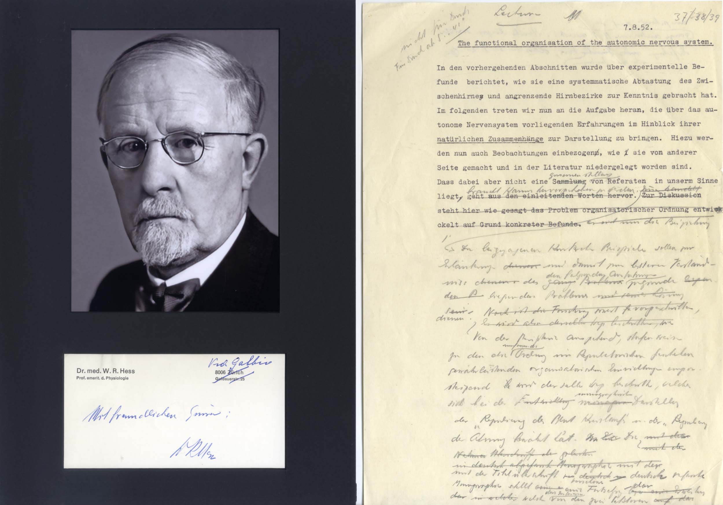Walter Rudolf Hess Autograph Autogramm | ID 8422017990805