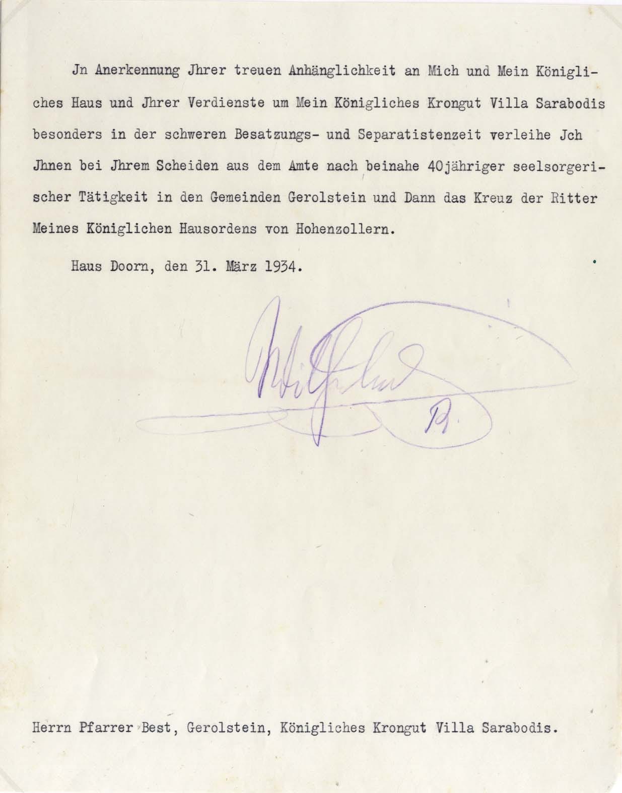 Wilhelm &amp; Hermine Wilhelm II, German Emperor &amp; Reuss of Greiz Autograph Autogramm | ID 7885562609813