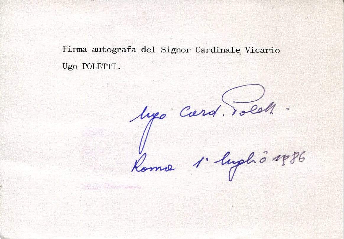 Poletti, Cardinal Ugo autograph