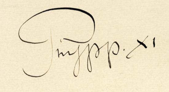 Papst Pius XI. Autogramm