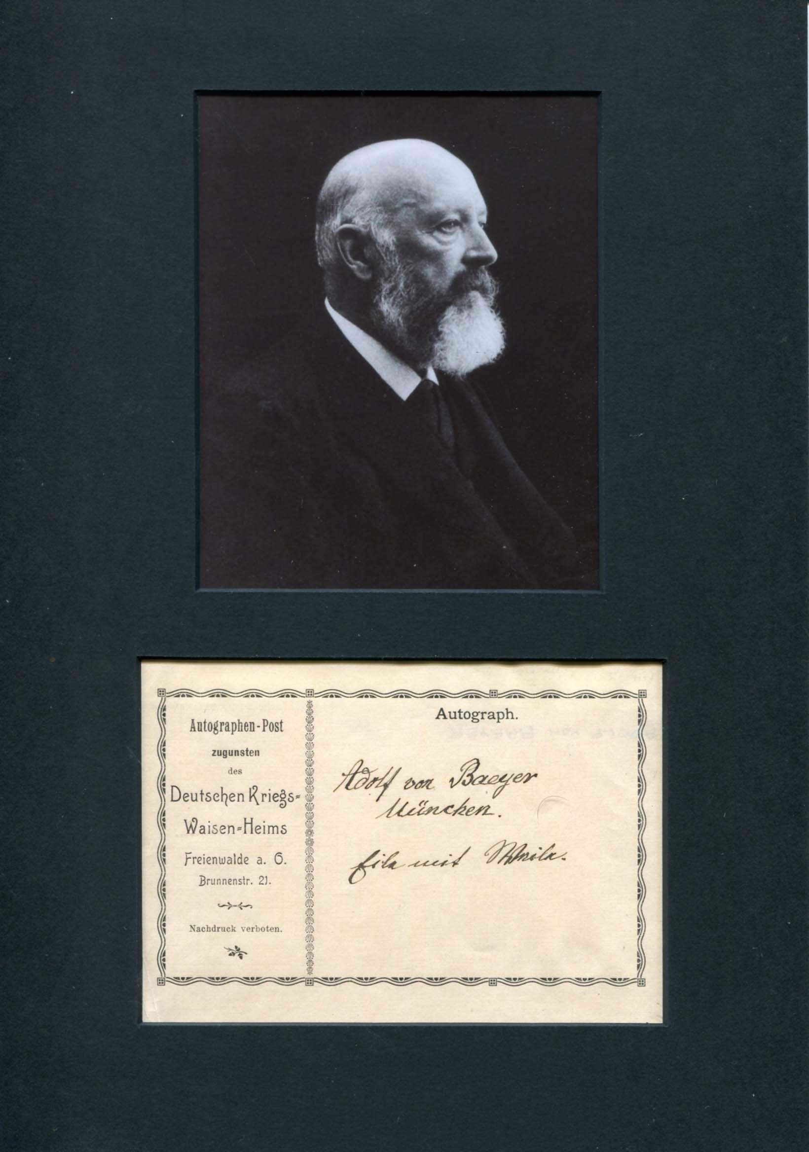 von Baeyer, Adolf autograph