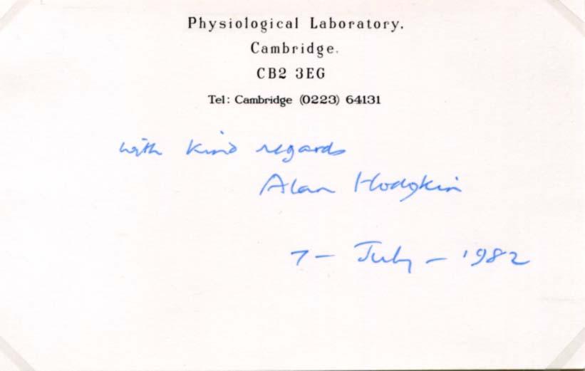 Alan Lloyd Hodgkin Autograph Autogramm | ID 7256703271061