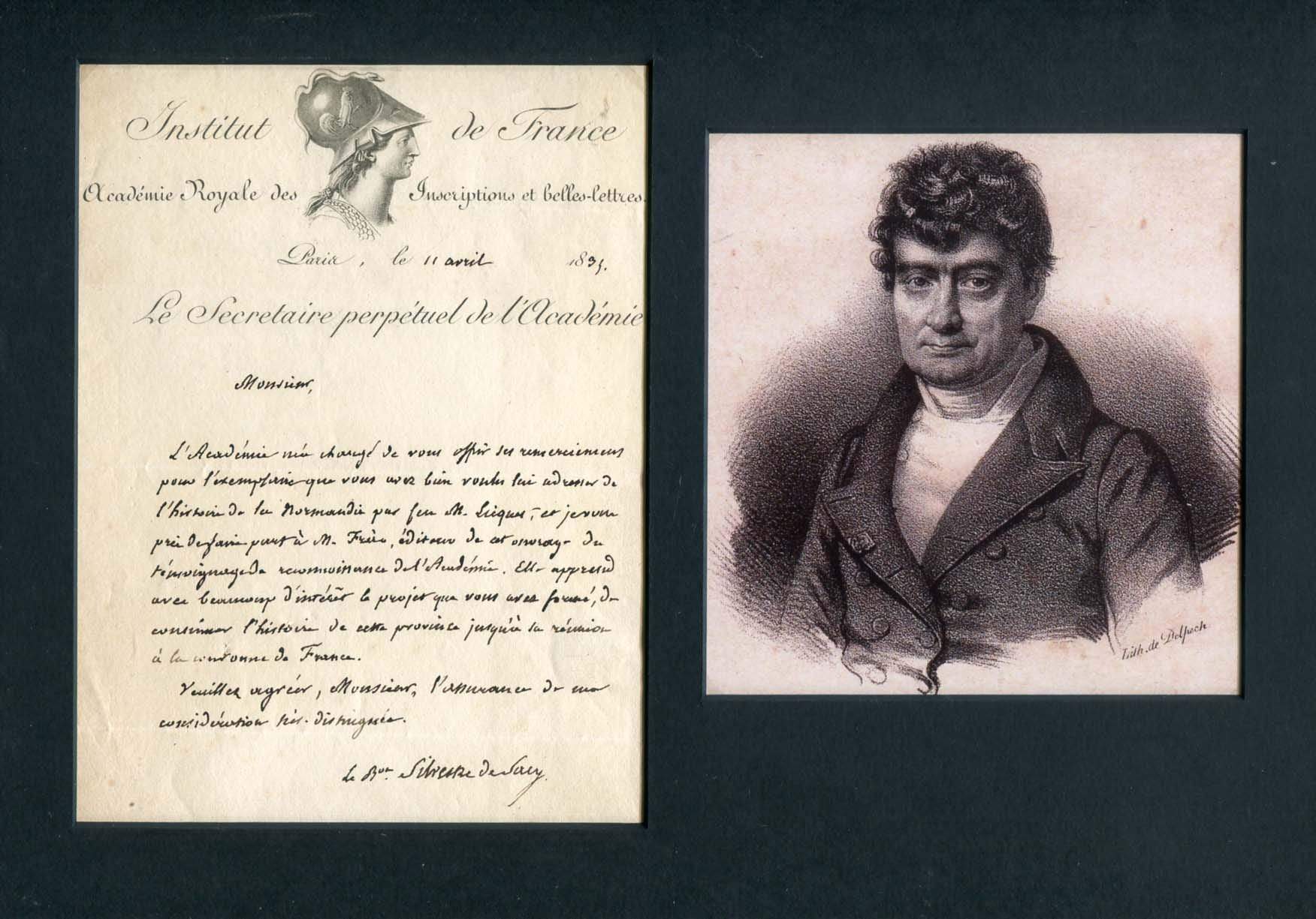 Silvestre de Sacy, Antoine Isaac autograph