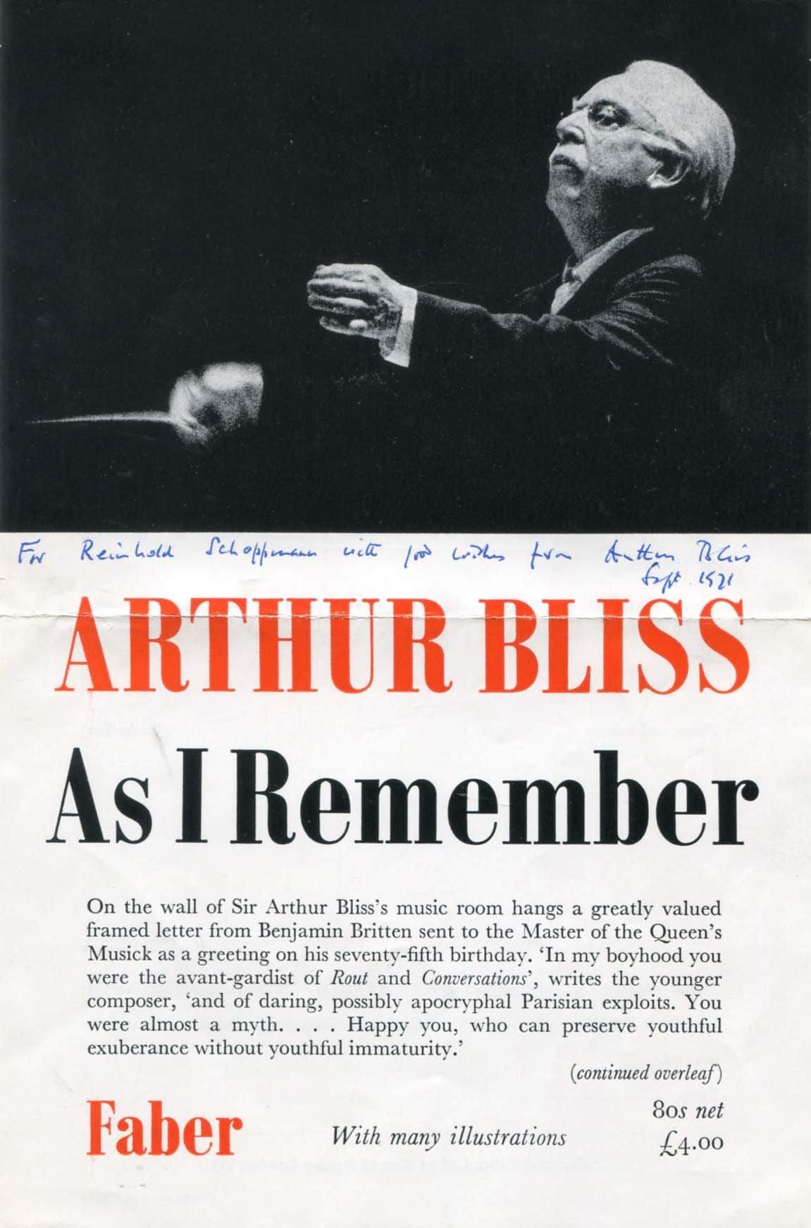 Bliss, Arthur autograph