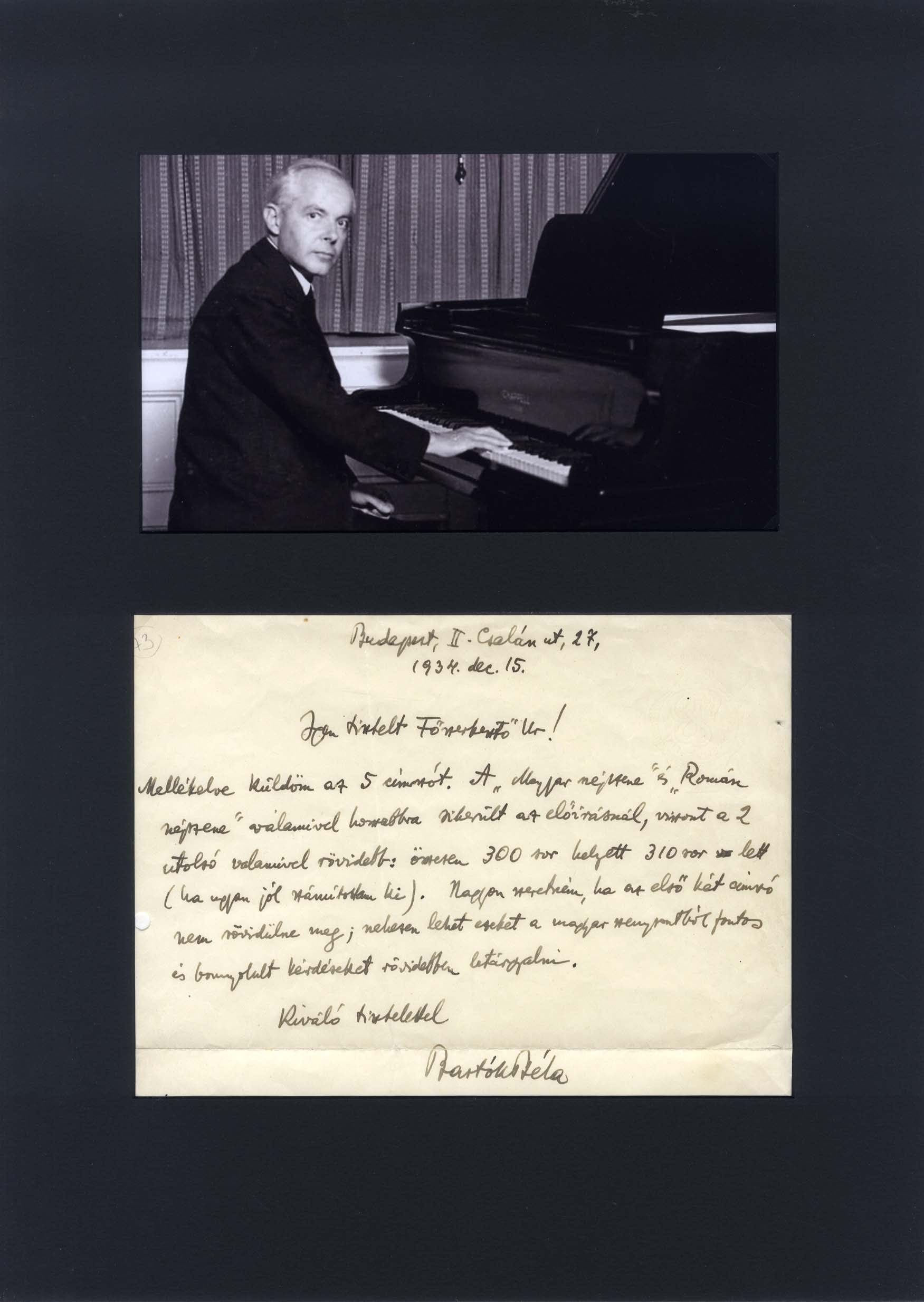 Bela Bartok Autograph