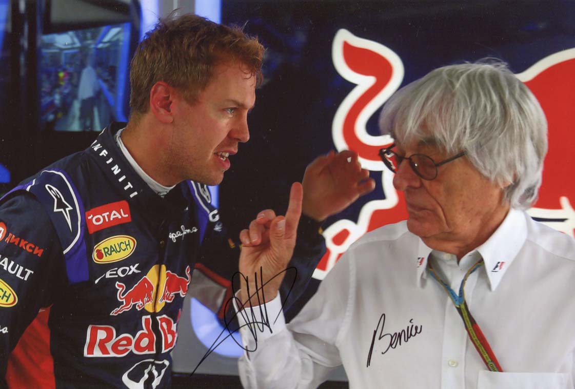 Bernie &amp; Sebastian Ecclestone &amp; Vettel Autograph Autogramm | ID 7463724941461