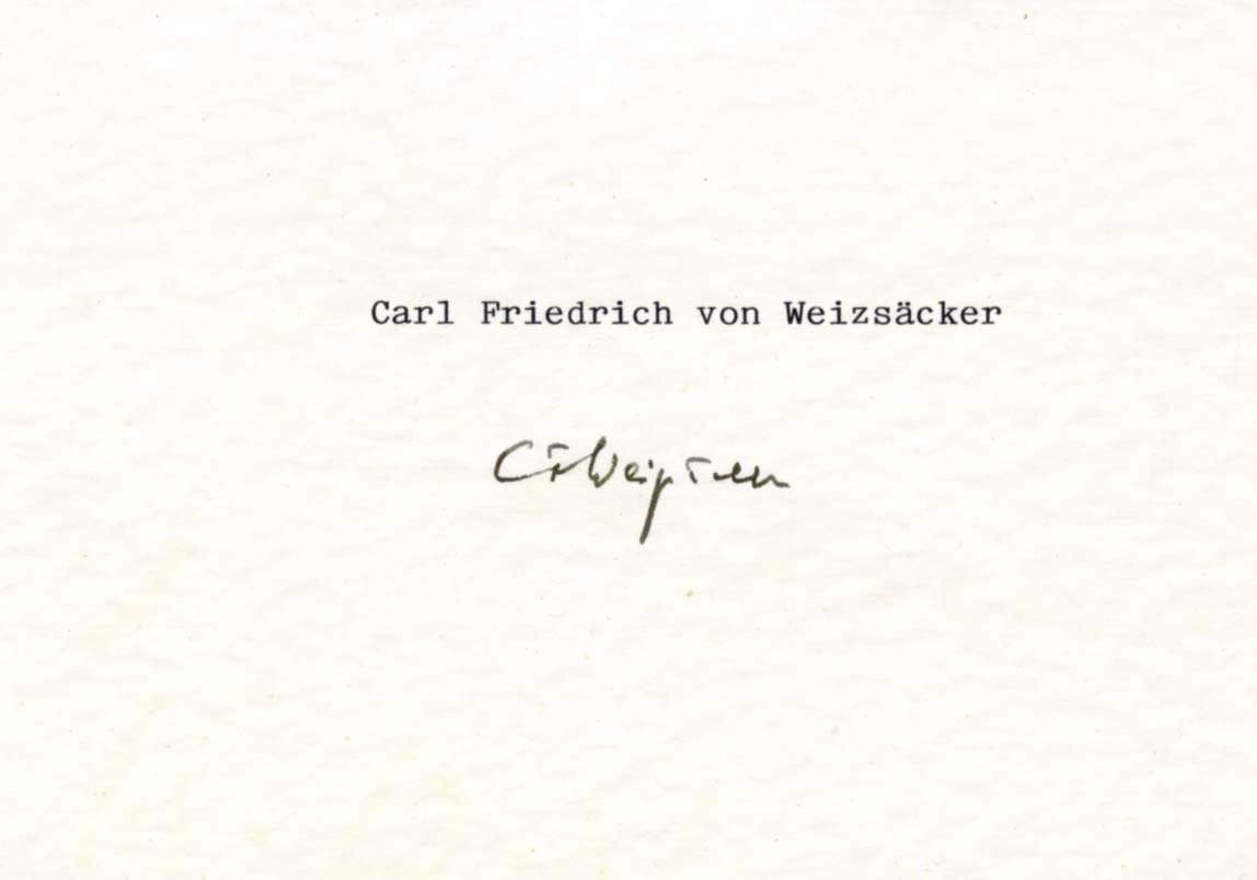 von Weizsäcker, Carl Friedrich autograph