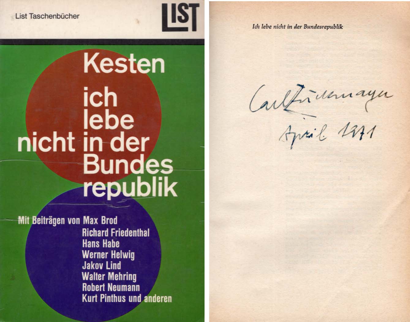 Carl  Zuckmayer Autograph Autogramm | ID 7791824797845