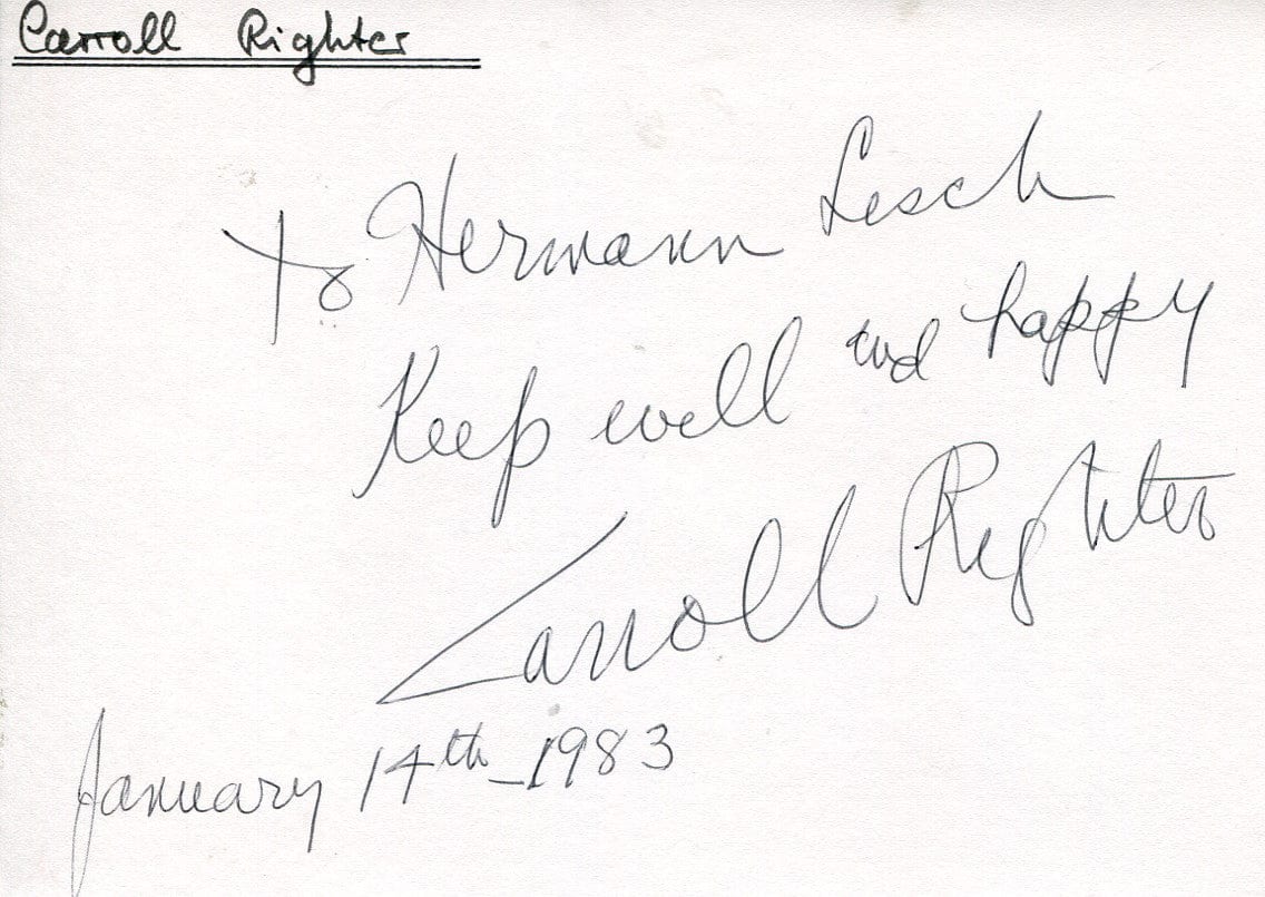 Carroll  Righter Autograph Autogramm | ID 7364105502869