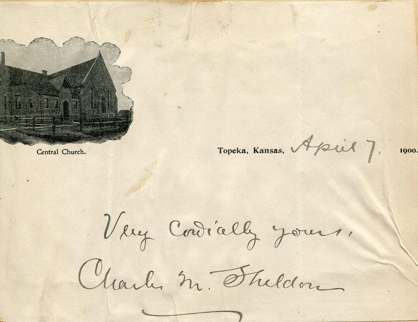 Sheldon, Charles Monroe autograph