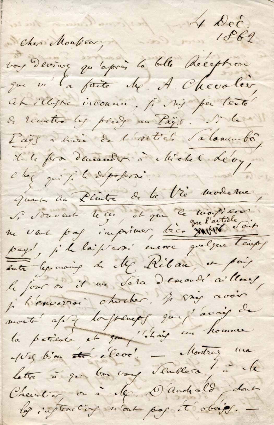 Baudelaire, Charles autograph
