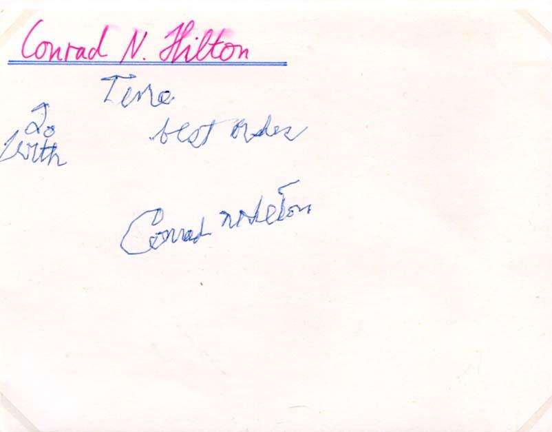 Hilton, Conrad Nicholson autograph