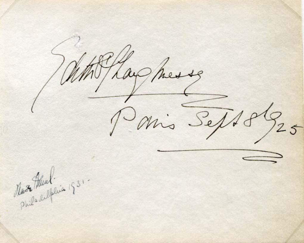 O`Shaughnessy, Edith autograph